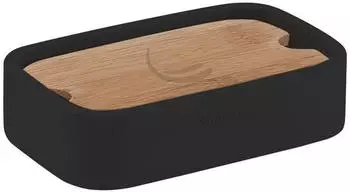 Sapho Gedy Badaccessoires Seifenschale Ninfea zum Aufstellen, schwarz/Bambus 131114