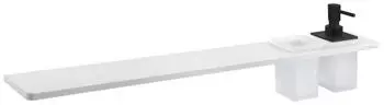 Sapho Abeline Ablage mit Seifenspender und Gläsern, 80 cm, weiß matt/schwarz AE802-0101-03
