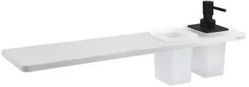 Sapho Abeline Ablage mit Seifenspender und Gläsern, 50 cm, weiß matt/schwarz AE502-0101-03