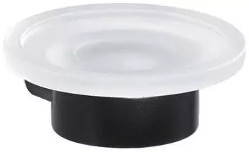Sapho Gedy Pirenei Seifenschale mit Halter, schwarzmatt / Glas Satin PI1114