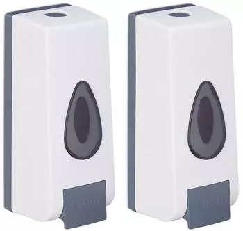 Relaxdays Wandseifenspender 350ml Kunststoff Wei&szlig; 2er-Set