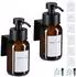 Relaxdays Wandseifenspender 2er Pack, 250ml, Braunglas, Edelstahl, selbstklebend (10050919_303)