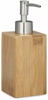 Relaxdays Seifenspender eckig, Bambus, hellbraun, 240ml, 10er-Set