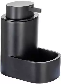 Sch&ouml;ner Wohnen Shila Seifenspender mit Schwammhalter, schwarz, Kunststoff, 0,4l
