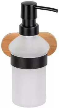 Wenko Turbo-Loc® Seifenspender Orea Bamboo, satiniertes Glas, ohne Bohren (4008838366530)