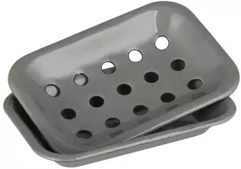 IB Laursen Seifenschale 2-teilig, Emaille, grau (0447-18)