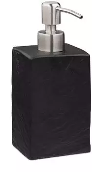 Relaxdays Seifenspender 2er-Set, eckig, Steinoptik, 200ml, schwarz (10036282)