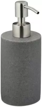 Relaxdays Runder Seifenspender 2er-Set, Kunststein, 180ml, grau