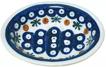 Redecker Bunzlauer Seifenschale, Keramik, handbemalt, blau/wei&szlig; (z2365)
