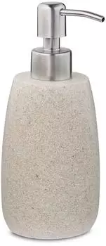 Relaxdays Seifenspender rund, nachf&uuml;llbar, Polyresin, beige, 300ml (10031061_778)
