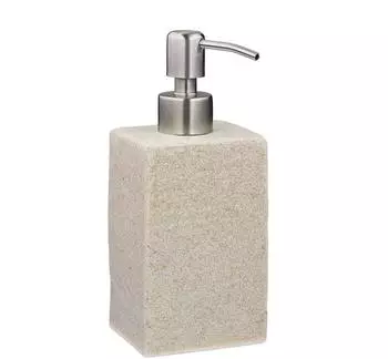 Relaxdays Seifenspender 2er-Set Steinoptik eckig, 200ml, sand