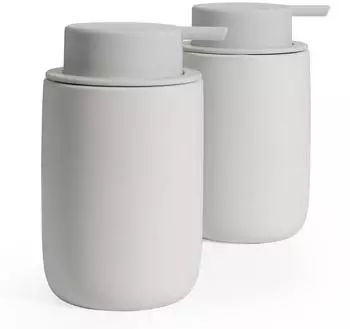 LuxusKollektion Seifenspender-Set Keramik, grau, 350ml, 2 St&uuml;ck