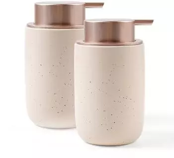 LuxusKollektion Seifenspender Keramik nachfüllbar 350ml cremebeige mit Sprenkeln