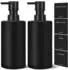 LuxusKollektion Seifenspender Glas, schwarz, 300ml, 2er-Set mit Etiketten