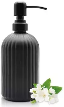 LuxusKollektion Seifenspender aus Glas mit Edelstahlpumpe, 400ml, schwarz