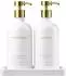 LuxusKollektion Seifenspender-Set aus Glas 500ml mit Keramiktablett, weiß/gold