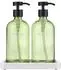 LuxusKollektion Seifenspender aus Glas mit Tablett, grün, 500ml, nachfüllbar