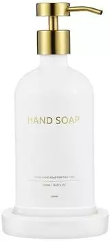 LuxusKollektion Seifenspender-Set mit Keramikschale, Glas, 500ml, weiß