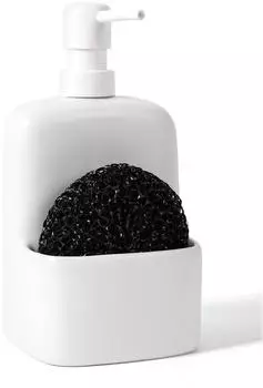 LuxusKollektion Seifenspender mit Schwammhalter, Keramik, weiß, 600ml