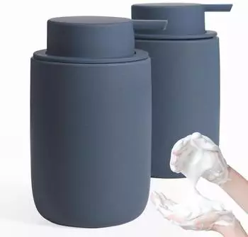LuxusKollektion Schaumseifenspender-Set, Keramik, matt blau, 2 Stück, 350ml
