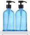 Gerster Seifenspender mit Tablett, Glas, blau, 500ml