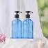 Gerster Seifenspender mit Tablett, Glas, blau, 500ml