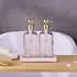 LuxusKollektion Seifenspender-Set Glas, rosa, 500ml, mit Tablett, 2-teilig