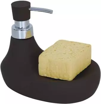 MSV Marbella Seifenspender mit Schwammhalter, Keramik, schokobraun (598/110457)