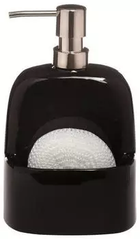 Spirella Bridget Seifenspender mit Schwammhalter, Porzellan, schwarz, 380ml (40.07667)
