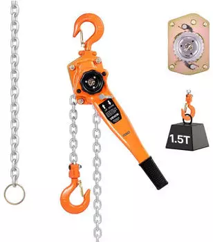 VEVOR Hebelzug Handkettenzug 1,5T 3m Hub G80-Stahlkette (Hoist, 1-1/2T 10FT)
