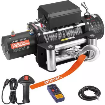 VEVOR Elektroseilwinde 12V DC 6100kg Stahlseil 9,5mm x 24m IP55 (13500lb)