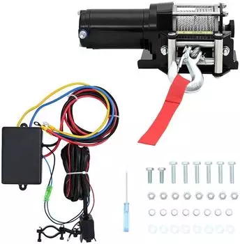 vidaXL Elektrische Seilwinde mit Montageplatte & Rollenf&uuml;hrung 1360kg 12V (210230)