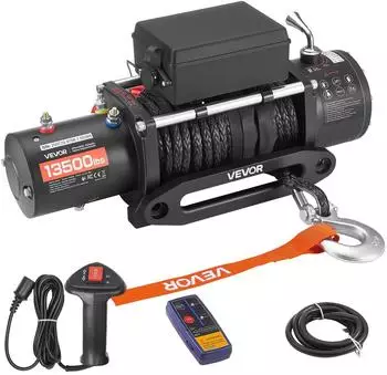 VEVOR Elektrische Seilwinde 12V 6100kg Synthetikseil 26m IP55 (6123KG)