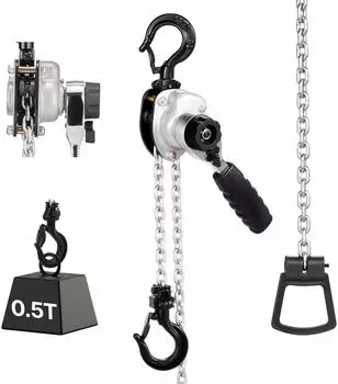 VEVOR Mini Hebelzug 0,5t, G80-Stahlkette 1,5m, 360&deg; drehbare Haken (HSH0.5T)