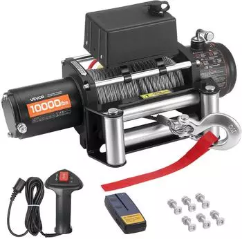 VEVOR Elektrische Seilwinde 4500kg 12V Offroad 19,8m Stahlseil IP55 (S10000)