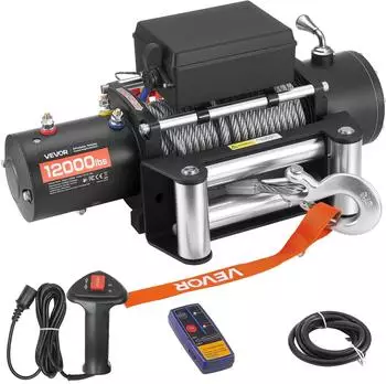 VEVOR Elektrische Seilwinde 5400kg 12V DC 24m Stahlseil IP55 (12000lb)