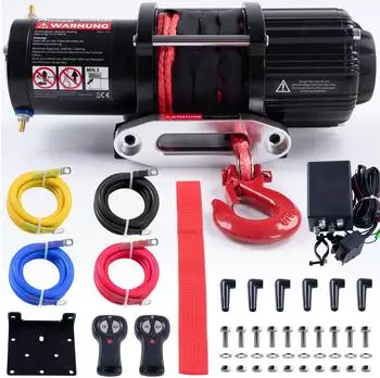 Rotfuchs Elektrische Seilwinde 12V 2041kg Synthetikseil (EWR4500.SYN.SCHWARZ)