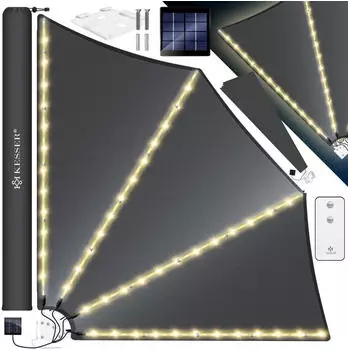Kesser LED Balkonfächer mit Wandhalterung klappbar schwarz