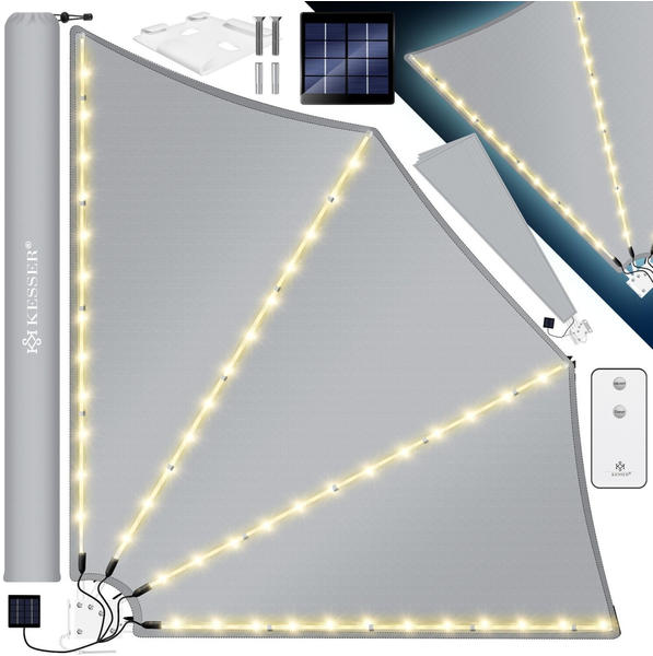 Kesser LED Balkonfächer mit Wandhalterung klappbar grau