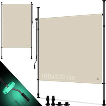 Kesser Klemmmarkise 100 x 310 cm Stoff mit PU-Beschichtung Beige (25904)