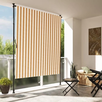vidaXL Au&szlig;enrollo 150x270 cm Stoff/Stahl Orange/Wei&szlig; (368770)