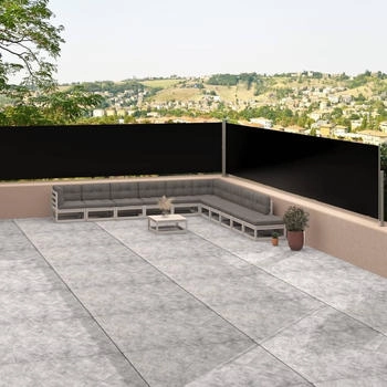 vidaXL Seitenmarkise Ausziehbar 117x1200 cm Schwarz (318054)