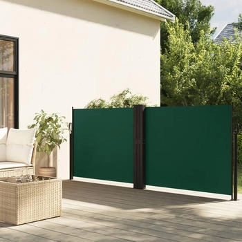 vidaXL Seitenmarkise Ausziehbar 120x1200 cm Dunkelgr&uuml;n (4004800)