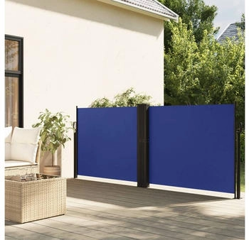 furnicato Seitenmarkise Ausziehbar Blau 140x1200 cm