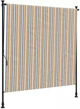 vidaXL Au&szlig;enrollo Gelb und Wei&szlig; 200x270 cm Stoff und Stahl