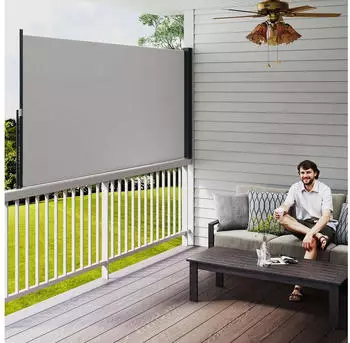 Outsunny Gartensichtschutz Polyesterstoff Aluminium Metall Hellgrau 300L x 3,5B x 140H cm