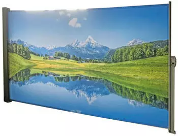 Deluke Seitenmarkise FABI Motiv Bergsee Mehrfarbig Polyester Markise Ausziehbar Sonnenschutz Windschutz Terrasse/Balkon