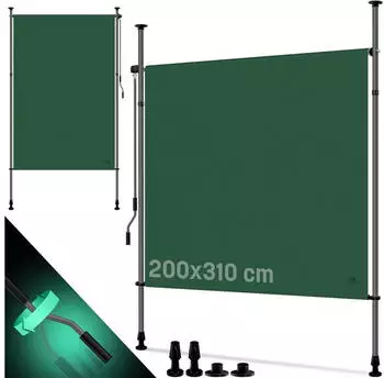 Kesser Klemmmarkise Senkrechtmarkise 200x310cm Blickdicht, UV-best&auml;ndig, Dunkelgr&uuml;n (P14380_mfn)