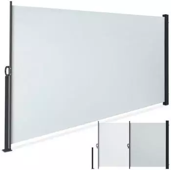 TecTake Seitenmarkise 180 x 300 cm Wetterfest Blickdicht 300 x 180 cm 300 x 9 x 180 cm Grau