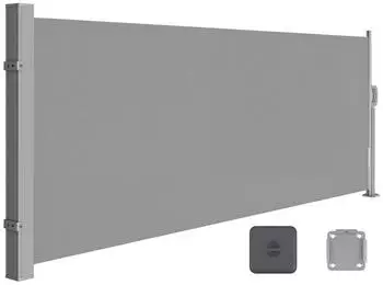 Songmics Seitenmarkise mit Stahl-Kasten rostbest&auml;ndig 140 x 300 cm grau